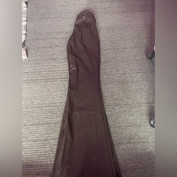 Flared Brown Faux Leather Pants - Picture 3 of 3